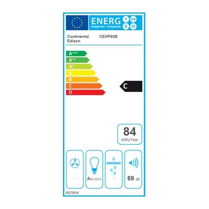 Hotte décorative murale CONTINENTAL EDISON CEHP60B 60 cm - Noir