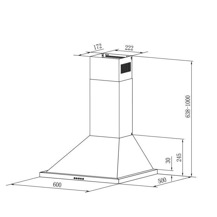 Hotte décorative murale CONTINENTAL EDISON CEHP60B 60 cm - Noir