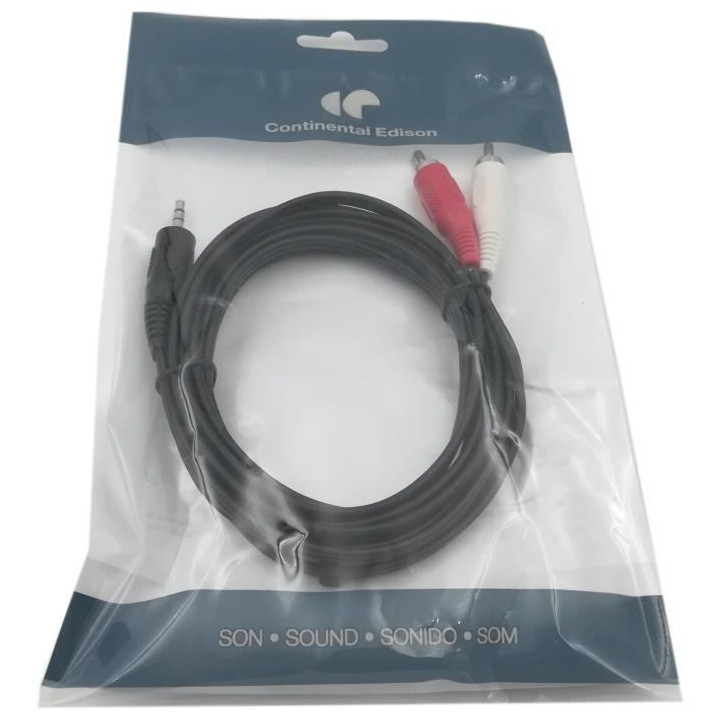 CONTINENTAL EDISON Câble Jack RCA mâle/mâle - 3m