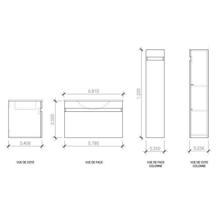 LUNA Ensemble salle de bain - Simple vasque - Gris anthracite verni -