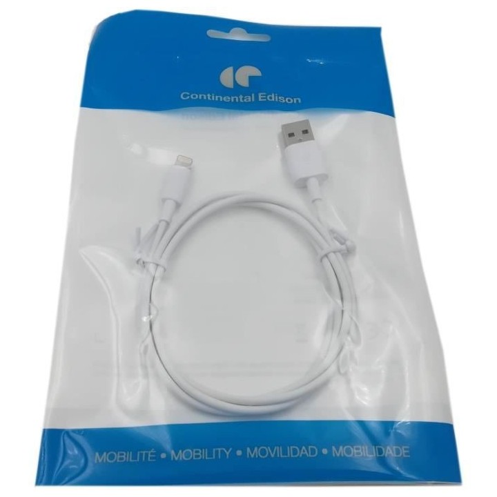 CONTINENTAL EDISON Câble Chargeur Lightning Certifié par Apple Made