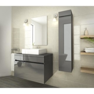LUNA Ensemble salle de bain simple vasque L 80 cm - Gris verni