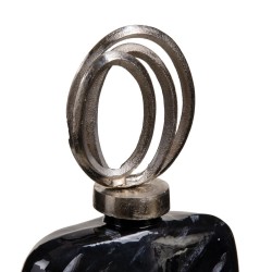 Vase 23 x 13 x 41 cm Verre Noir Métal Argent