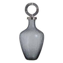 Vase Verre Gris Métal Argent 23 x 23 x 47 cm