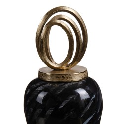 Vase 18 x 18 x 58 cm Verre Noir Doré Métal