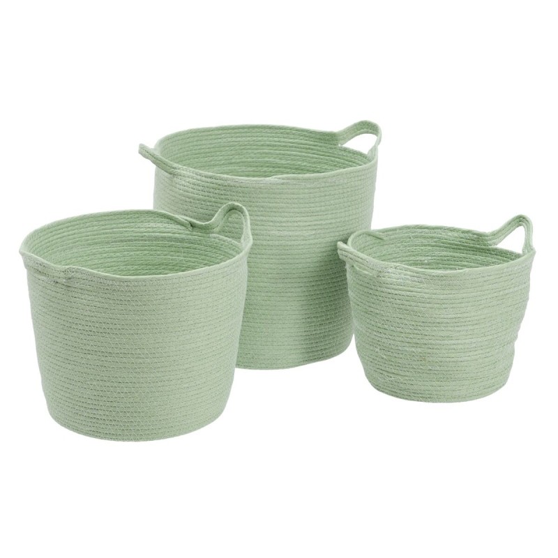 Lot de paniers Corde 33 x 33 x 38 cm Vert clair (3 Pièces)