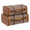 Lot de paniers 50 x 36 x 20 cm Tissu Synthétique Bois Carreaux (2 Pièces)