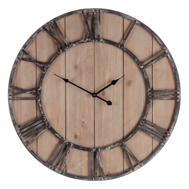 Horloge Murale Naturel Noir 60 x 4 x 60 cm DMF