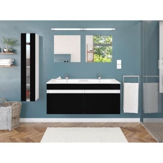 Salle de Bain complete L 120cm - Meuble + Vasque + Colonne vitrée - N