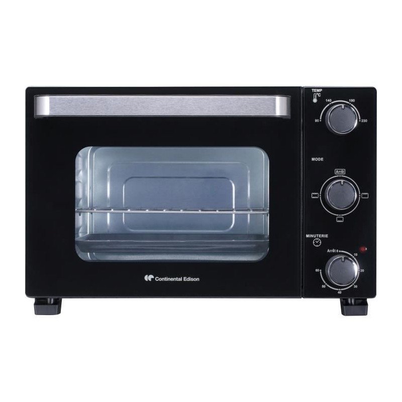 CONTINENTAL EDISON CEMF22B - Minifour électrique 22L noir - 1300W - Rotissoire, Convection naturelle