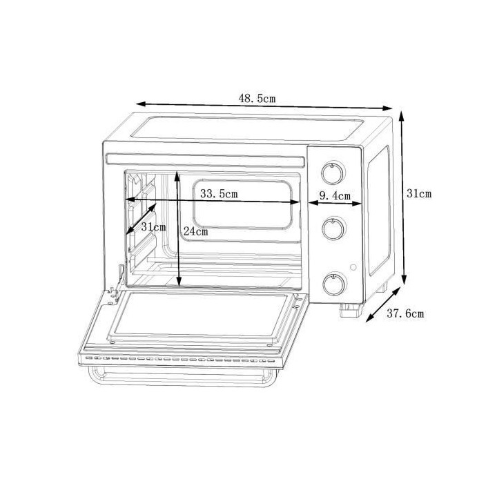 CONTINENTAL EDISON CEMF28B2 - Minifour électrique 28L noir - 1500W -