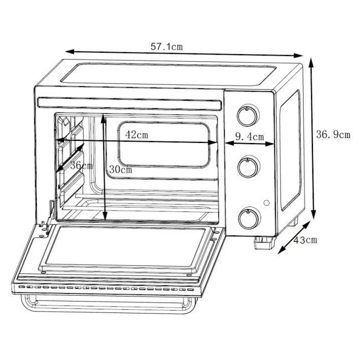 CONTINENTAL EDISON CEMF46B3 - Minifour électrique 46L noir - 1800W -