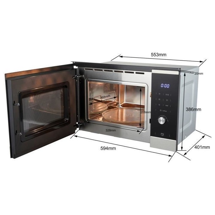 Micro ondes grill encastrable CONTINENTAL EDISON CEMO25GINE Noir Inox