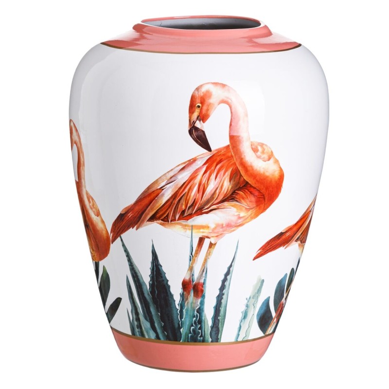 Vase Céramique Corail Blanc Flamant rose 36 x 36 x 48 cm