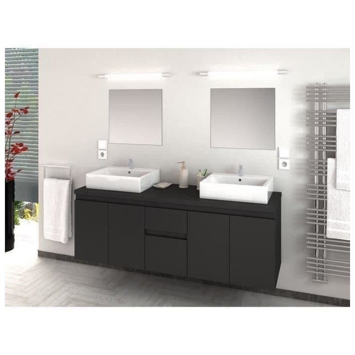 CINA Ensemble double vasque 150 cm gris mat