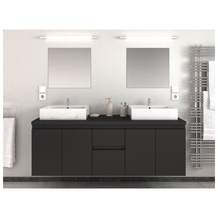 CINA Ensemble double vasque 150 cm gris mat