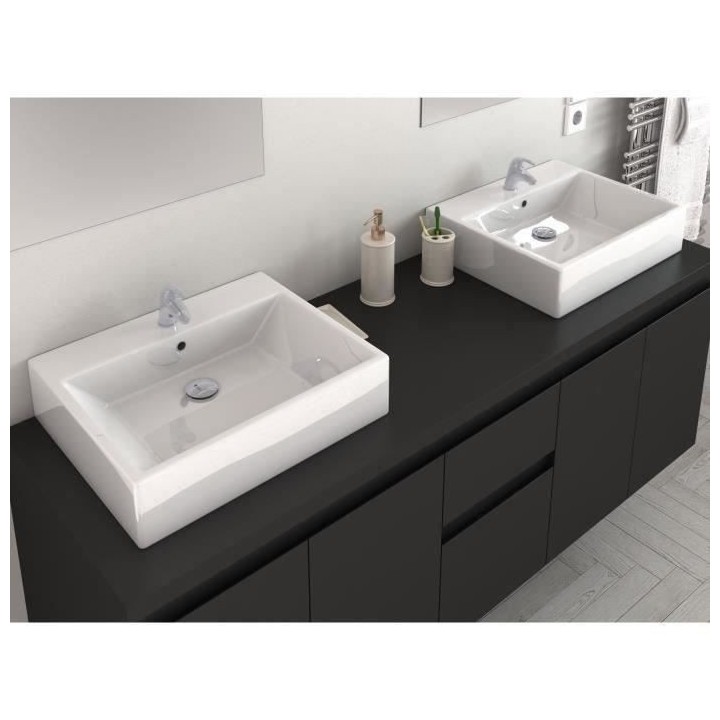 CINA Ensemble double vasque 150 cm gris mat