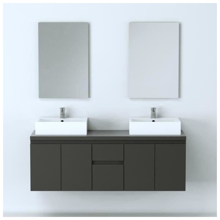 CINA Ensemble double vasque 150 cm gris mat