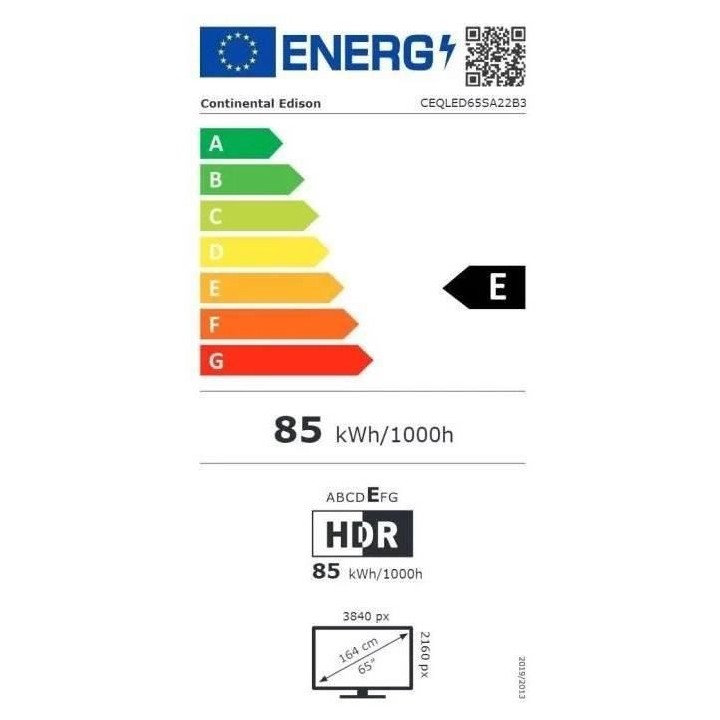 CONTINENTAL EDISON CEQLED65SA22B3 - TV QLED UHD 4K 65'' (164cm) - Andr