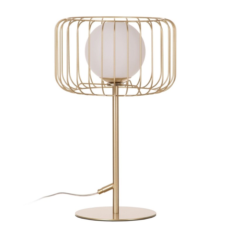 Lampe de bureau Verre Doré Métal 30 x 30 x 48 cm Blanc