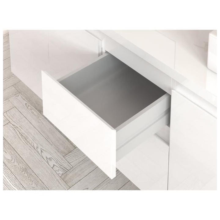 CINA Ensemble salle de bain double vasque L 150 cm - Blanc laqué bril