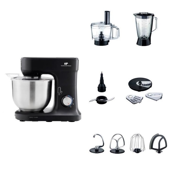 Robot pâtissier CONTINENTAL EDISON RP1200BL - 8 litres - 1200W - Noir