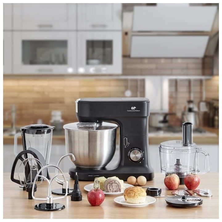 Robot pâtissier CONTINENTAL EDISON RP1200BL - 8 litres - 1200W - Noir