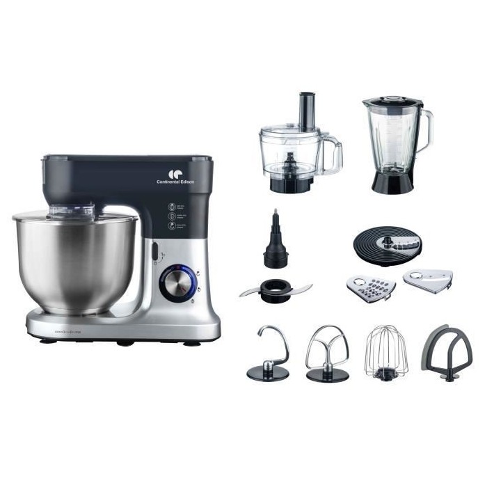 Robot pâtissier CONTINENTAL EDISON RP1200GB gris 8L 1200W