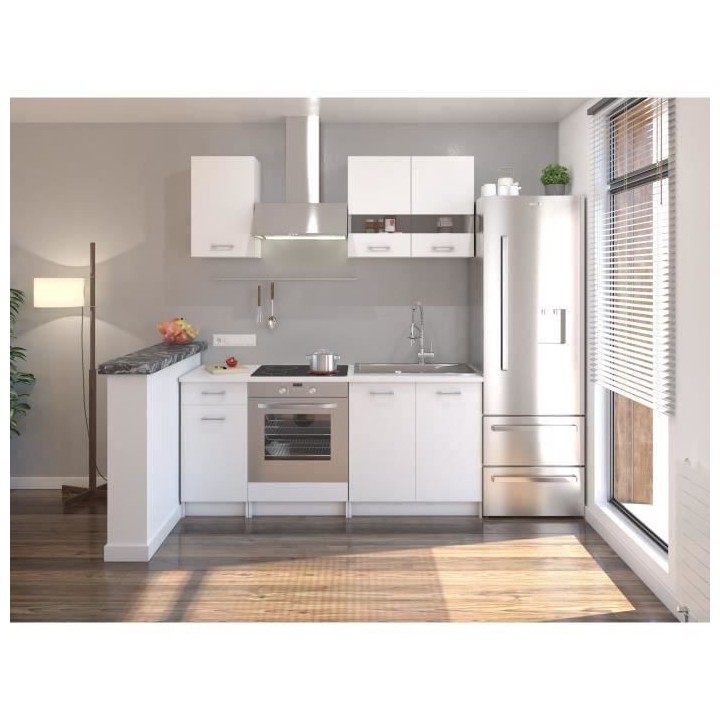 EXTRA Cuisine complete 5 éléments - 180 cm - Blanc Mat