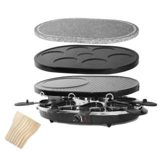 Appareil 3 en 1 Raclette Crepiere Pierre a griller  8 personnes CONTIN