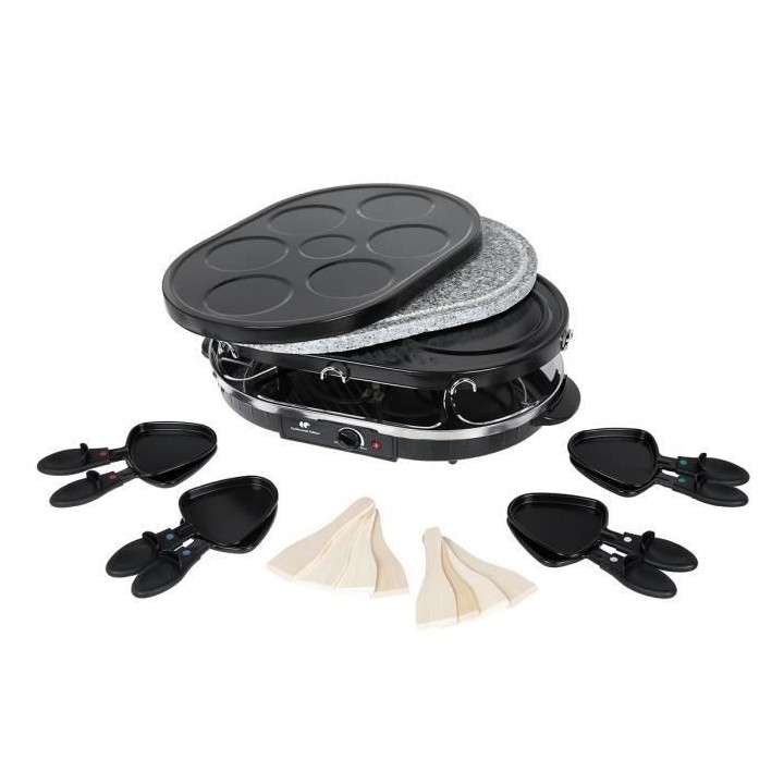 Appareil 3 en 1 Raclette Crepiere Pierre a griller  8 personnes CONTIN
