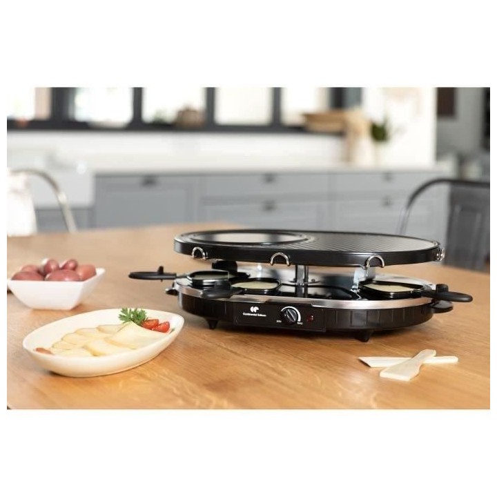 Appareil 3 en 1 Raclette Crepiere Pierre a griller  8 personnes CONTIN