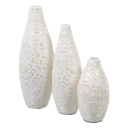 Vase Beige Nacre noire Bois MDF 15 x 15 x 30 cm