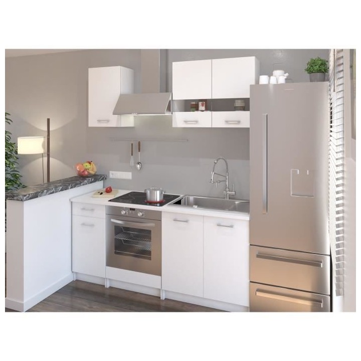 EXTRA Cuisine complete 5 éléments - 180 cm - Blanc Mat