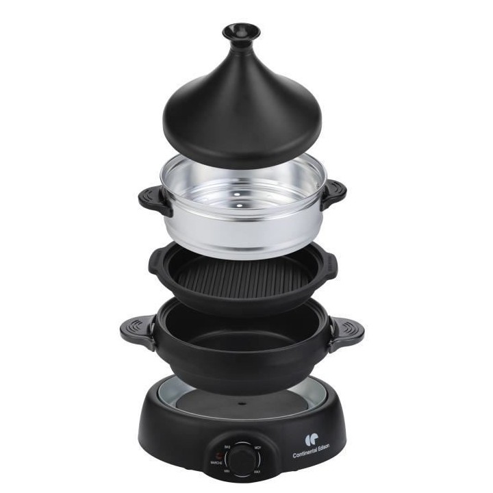 Tajine Electrique 3 en 1 CONTINENTAL EDISON TA1000B - 2 Litres - Noir