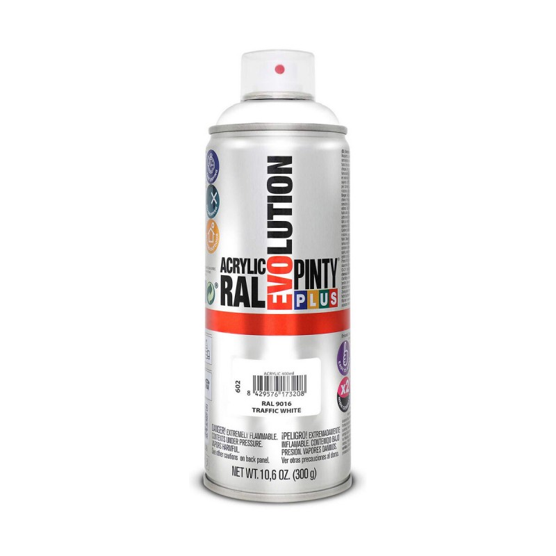 Peinture en spray Pintyplus Evolution RAL 9016 400 ml Traffic White