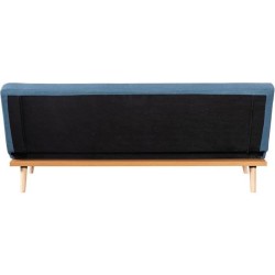 AMALIA Banquette clic clac 3 places capitonné - Tissu bleu - L 180 x P 67 x H 80 cm