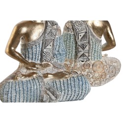 Figurine Décorative DKD Home Decor 18,6 x 9,7 x 27 cm Bleu Buda Turquoise Oriental Décapé (2 Unités)