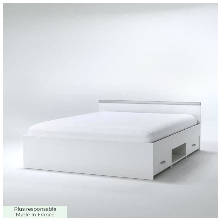 PARISOT ZODIAC Lit adulte 140 x 190 cm - Contemporain - Blanc mat