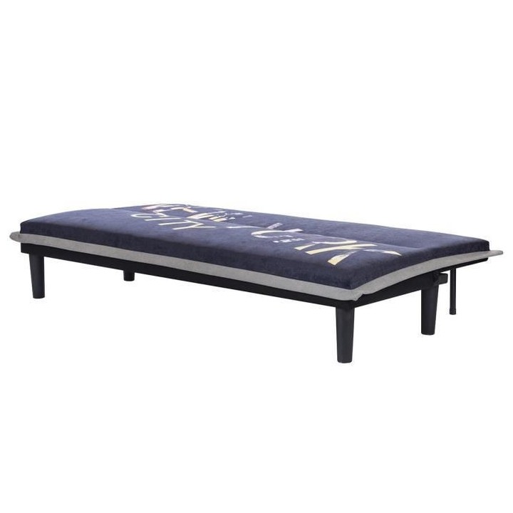 Banquette clic clac 3 places CASSY - Imprimé New York - Tissu Noir/Gr