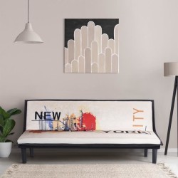 Banquette clic clac 3 places CASSY imprimé New York - Tissu blanc et noir imprimé New York - L 179 x P 79 x H 74 cm