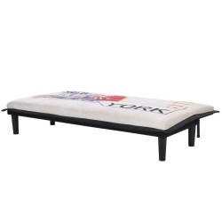 Banquette clic clac 3 places CASSY imprimé New York - Tissu blanc et noir imprimé New York - L 179 x P 79 x H 74 cm