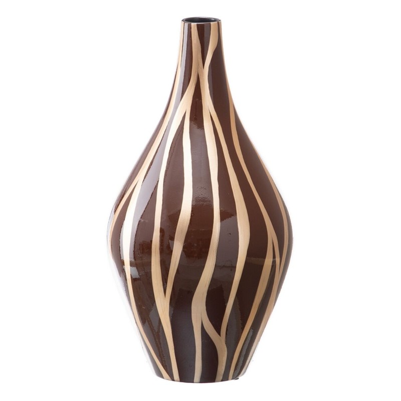 Vase Zèbre Céramique Doré Marron 23 x 23 x 43 cm