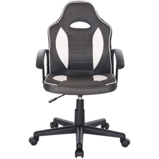 TERRY Chaise de bureau ajustable gaming - Simili Blanc et gris - L 56