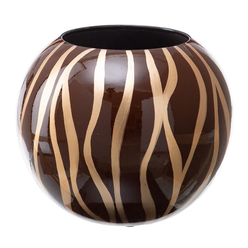 Vase 24,5 x 24,5 x 20 cm Zèbre Céramique Doré Marron