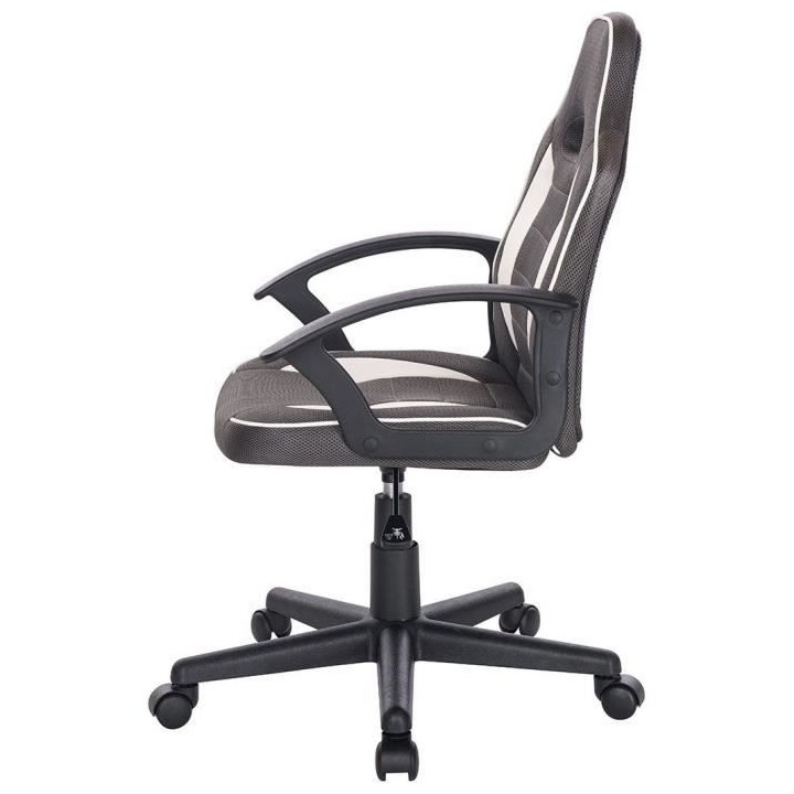 TERRY Chaise de bureau ajustable gaming - Simili Blanc et gris - L 56