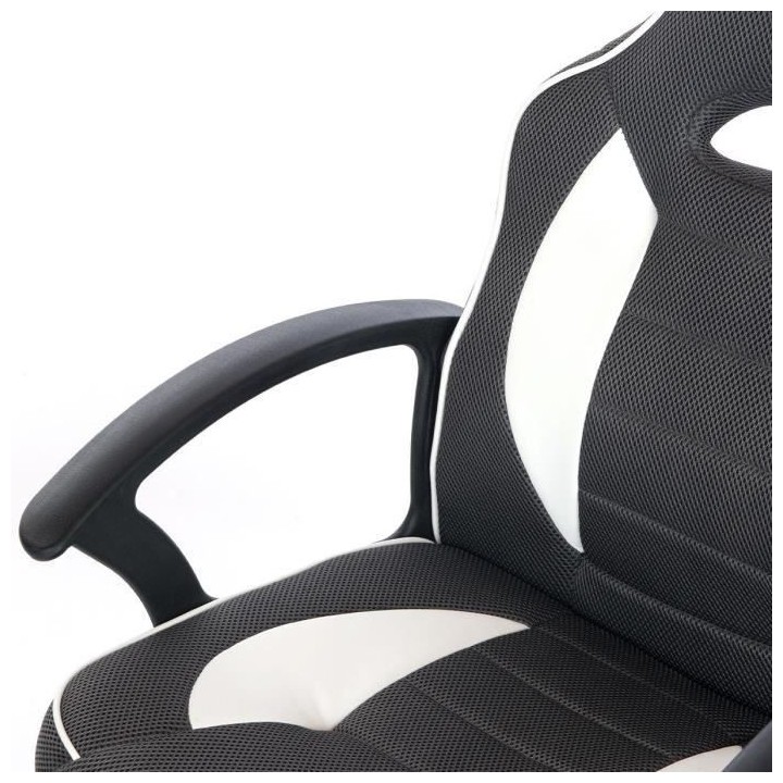 TERRY Chaise de bureau ajustable gaming - Simili Blanc et gris - L 56