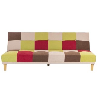 DARIA Banquette clic clac 3 places - Tissu patchwork gris clair - L 19