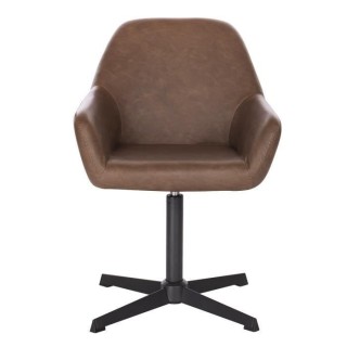Chaise de bureau ETOLIO - Simili Marron - L 56 x P 57 x H 82 cm