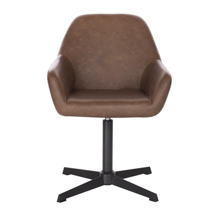 Chaise de bureau ETOLIO - Simili Marron - L 56 x P 57 x H 82 cm